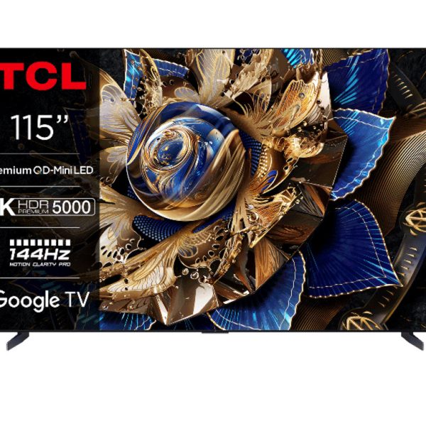 TCL 115X955 Premium QD-Mini LED TV sa ultra-tankim dizajnom i ONKYO 6.2.2 Hi-Fi sistemom.