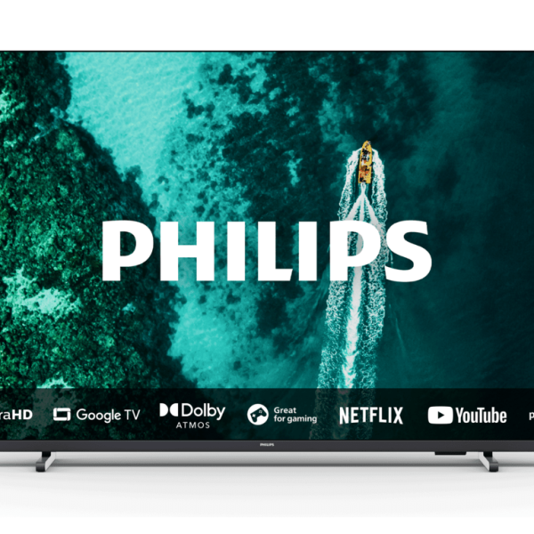 Philips 55PUS7409 4K Smart TV sa Google TV, crnog mat izgleda i ultra HD ekranom