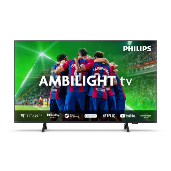 Philips 65PUS8319 4K Titan TV sa Ambilight s 3 strane, mat crna boja, uključen u modernoj dnevnoj sobi