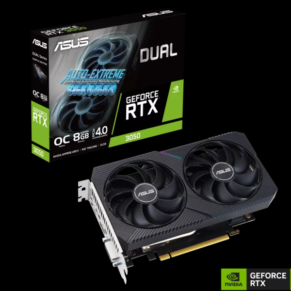 ASUS VGA DUAL-RTX3050-O8G-V2NVIDIA GeForce RTX 30508GB GDDR6 128bit;DVI,HDMI,DP