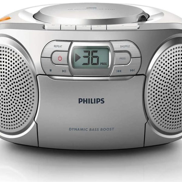 Philips CD Soundmachine u sivoj boji sa CD playerom i FM antenom