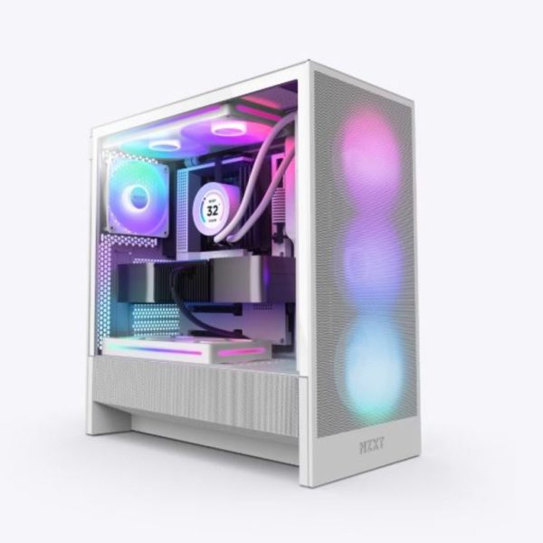 NZXT CASE H5 FLOW WHITE RGB mini-ITX, Micro-ATX, ATX, Mid-tower, 4x fan