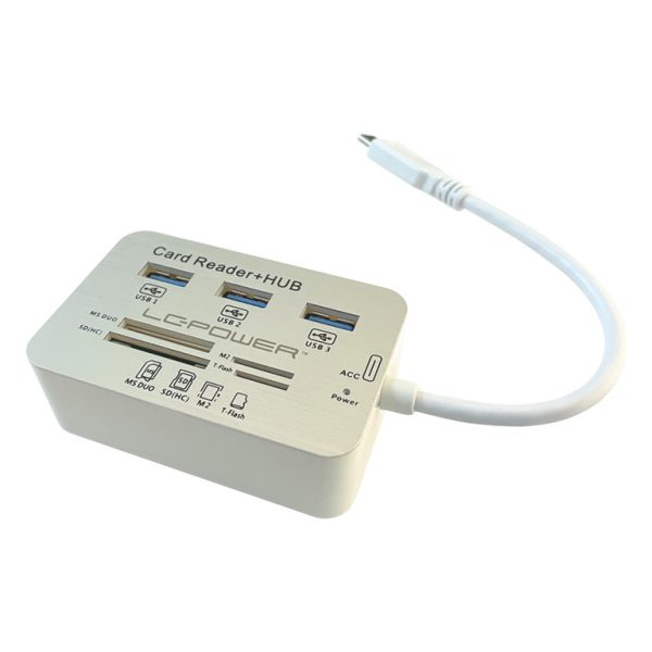 LC-Power USB Type-C Hub3x USB 3.0 type A, card readersd(hc), t-flash, M2, MS Duo cards