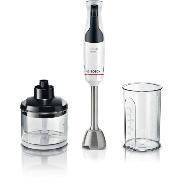 BOSCH štapni mikser Serie 4|,600W BIJELA, Mjerna posuda+ Sjeckalica,