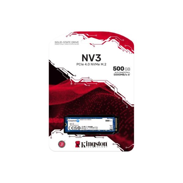 Kingston SSD 500GB NV3NVMe PCIe Gen 4.0x4R/W : 5000/3000MB/s