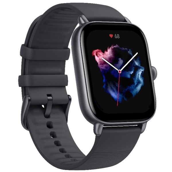 Amazfit GTS 3 Graphite Black 1.75"; 1000 nit brightness; 341 ppi; 5 ATM; 12 day battery life