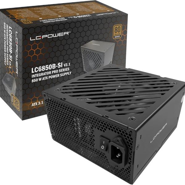 LC-Power PSU 850w Bronze 80+, ATX, 135mm fan, APFC, 3xPCIe 6+2Pin, 4xSATA, black