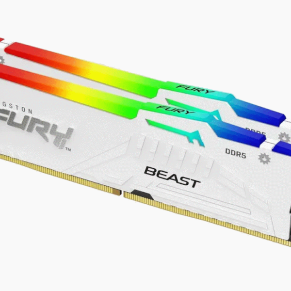 Kingston 32GB 6000MHz DDR5WRGBWhite RGB,Fury Beast (2x16GB), CL30, EXPO,XMP,1RX8, 288-pin 16Gbit