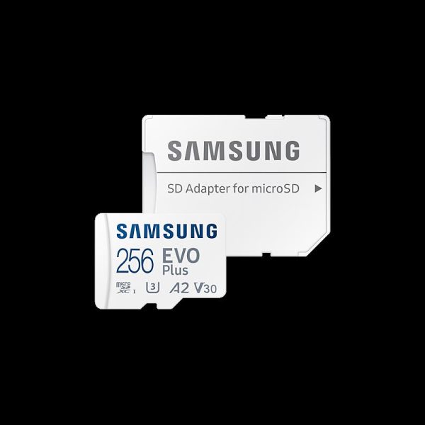 Samsung MicroSD 256GB EVO Plussa adapterom;Up to 160MBs
