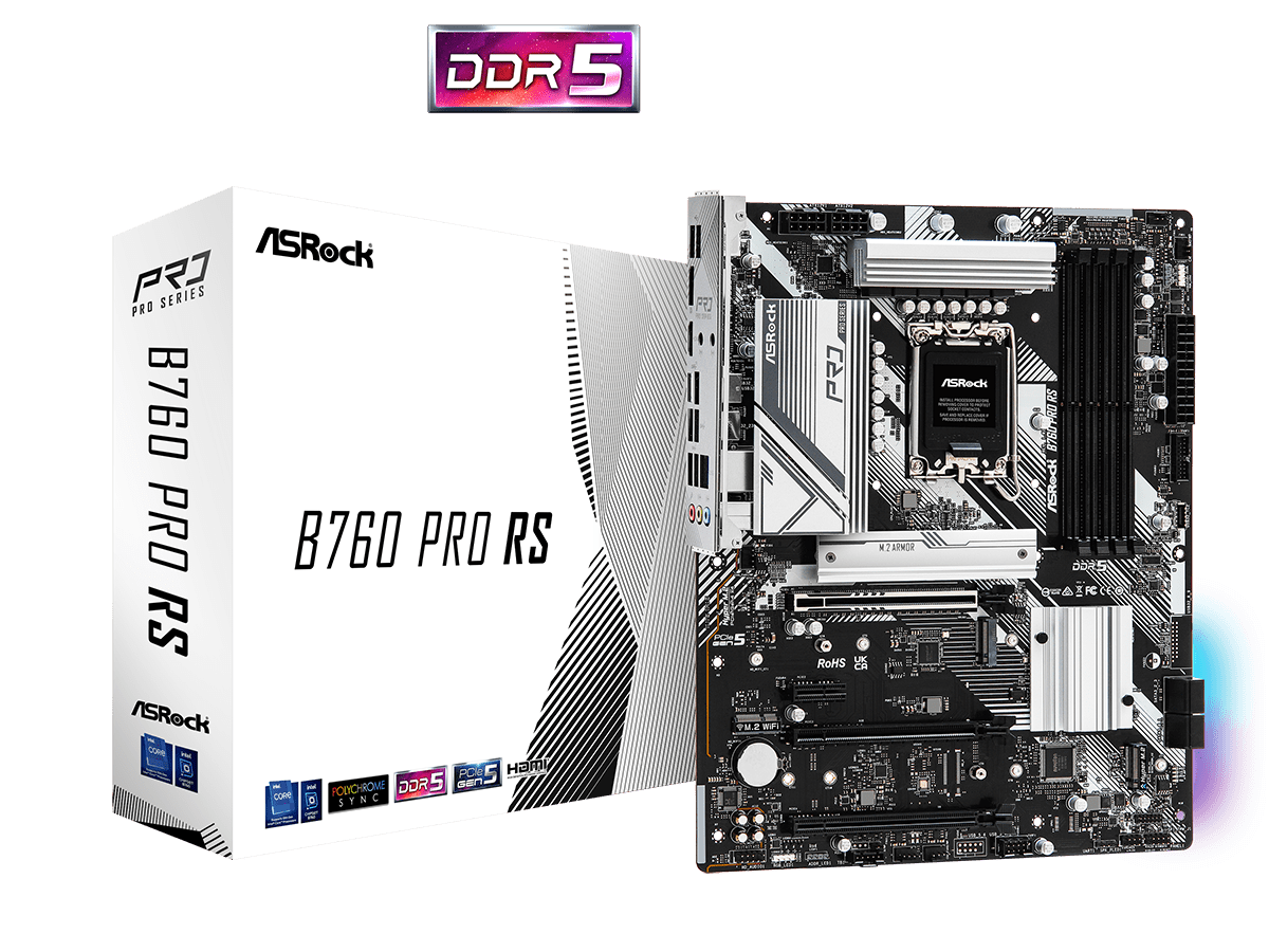 ASROCK MB B760 PRO RSIntel B760, LGA1700, 4xDDR53xM.2, 4xSATA, RAID, HDMI, DP, ATX