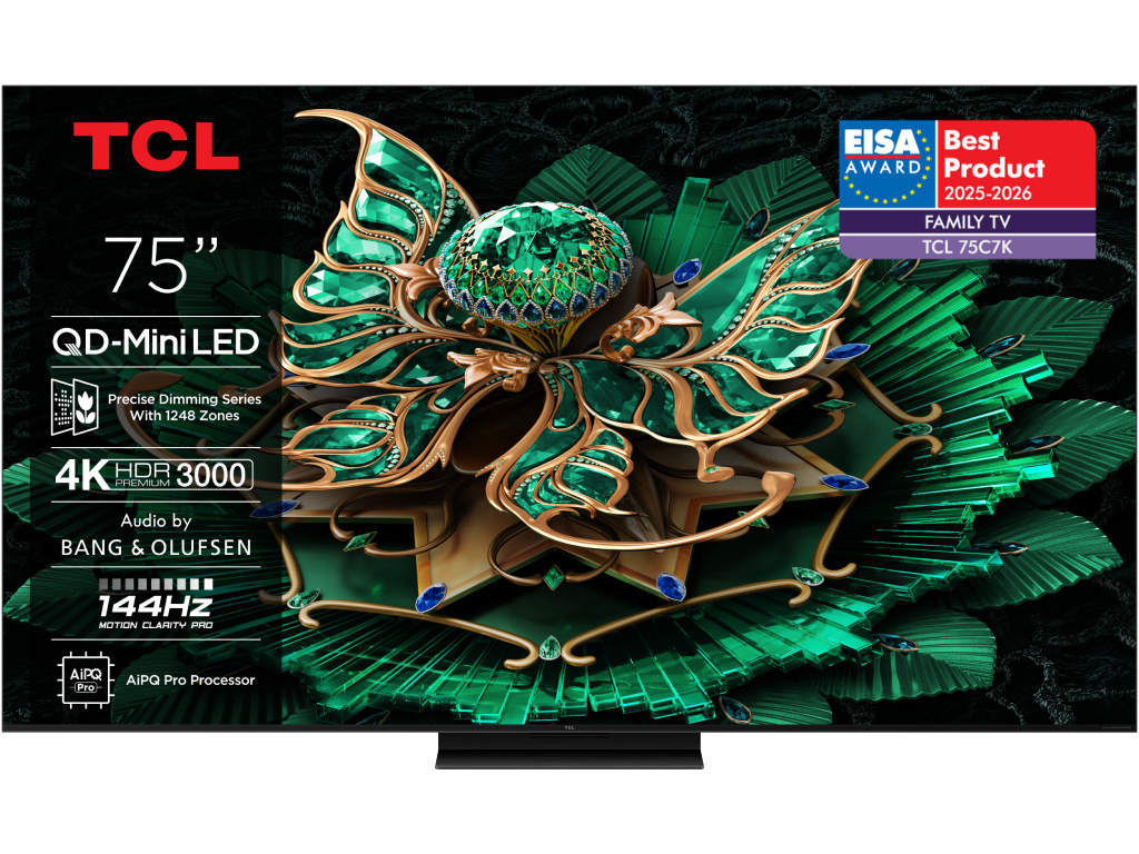TCL 75"C7K 4K QD-Mini LED TV144Hz Google TV; Game Master;Audio BANG & OLUFSEN; HDR Premium;