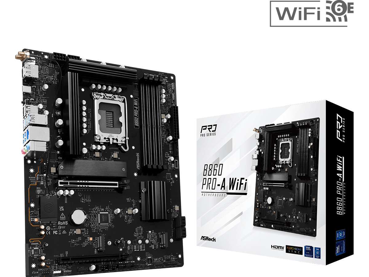 ASROCK MB B860 PRO-A WIFI4xDDR5, 3xM.2, 4xSATA16xUSB, HDMI, DP, RAID, ATX