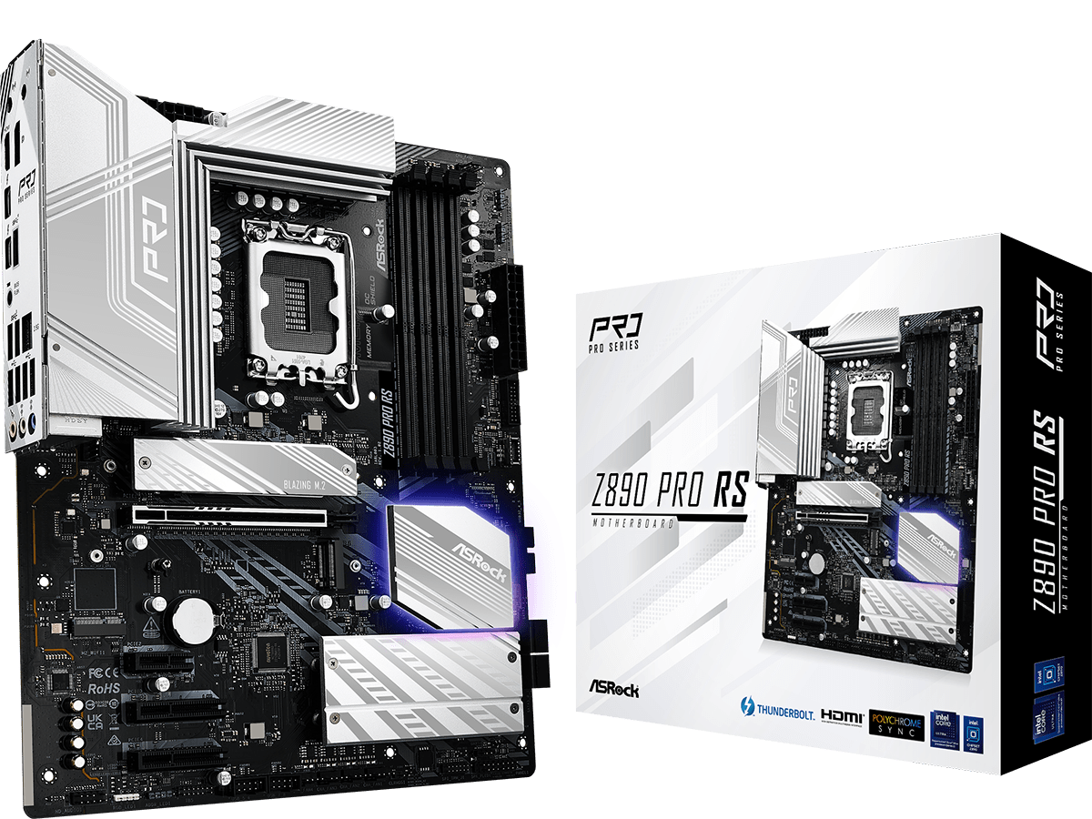 ASROCK MB Z890 PRO RSLGA1851, 4xDDR5, 4xM.2, 4xSATAHDMI, DP, Thunderbolt USB4, ATX, RAID
